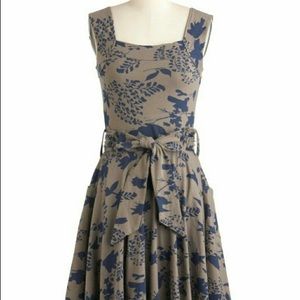Modcloth Effie’s Heart Navy Leaves Dress
